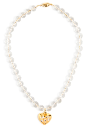 Timeless Pearly Crystal-embellished Beaded Necklace - Gold - One Size