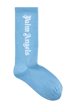 Palm Angels Kids Logo-intarsia Cotton-blend Socks - Blue Blue
