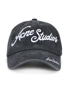 Acne Studios Script Cap in Faded Black - Black. Size all.