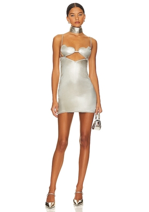 AMOR MIA Heartbreaker Dress in Metallic Silver. Size M, S, XL.