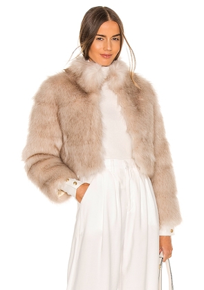 Nookie Tatiana Faux Fur Jacket in Cream. Size M, L, XL.