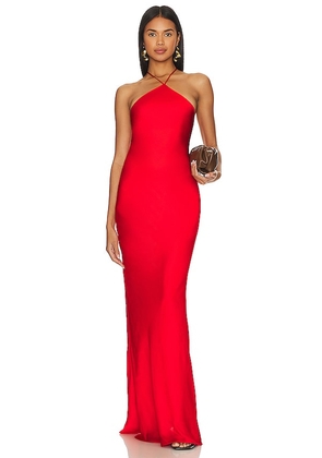 Line & Dot Kira Maxi Dress in Red. Size L, M, XL, XS.
