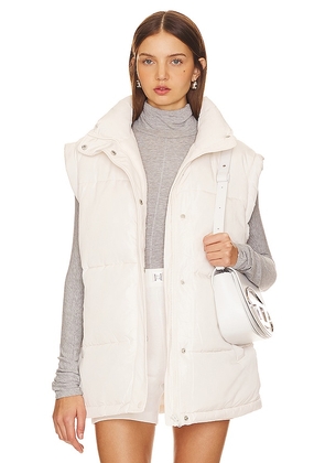 THE UPSIDE Chalet Oslo Puffer Gilet in Ivory. Size L, XS.