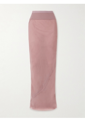 Rick Owens - Coda Cotton Blend-trimmed Silk-voile Maxi Skirt - Pink - IT38,IT40,IT42,IT44,IT46,IT48