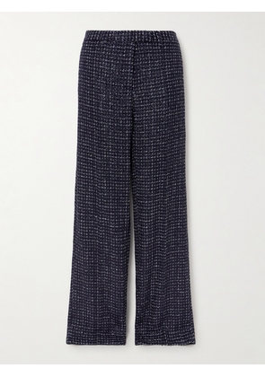 Alessandra Rich - Sequin-embellished Metallic Tweed Straight-leg Pants - Blue - IT36,IT38,IT40,IT42,IT44