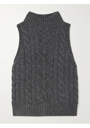L'AGENCE - Bellini Metallic Cable-knit Sweater - Gray - xx small,x small,small,medium,large,x large