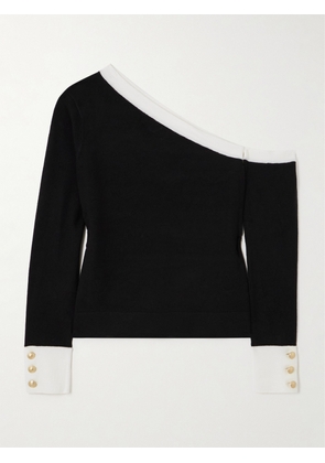 L'AGENCE - Maeva One-shoulder Knitted Sweater - Black - xx small,x small,small,medium,large,x large