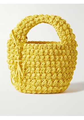 JW Anderson - Popcorn Basket Leather-trimmed Crocheted Waxed-cotton Tote - Yellow - One size
