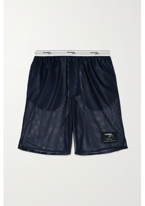 Hommegirls - Jacquard-trimmed Mesh Shorts - Blue - x small,small,medium,large,x large
