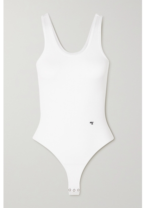 Hommegirls - Embroidered Ribbed Stretch-cotton Jersey Bodysuit - White - S/M,M/L,L/XL