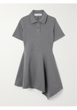 JW Anderson - Asymmetric Cotton-piqué Mini Shirt Dress - Gray - xx small,x small,small,medium,large,x large,xx large