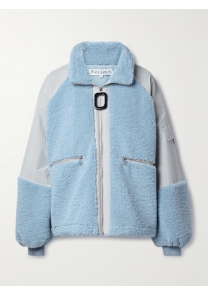 JW Anderson - Oversized Paneled Shell And Cotton-blend Fleece Jacket - Blue - xx small,x small,small,medium,large,x large