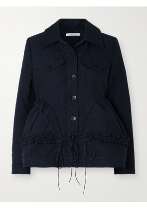 Cecilie Bahnsen - Ulanda Ruffled Gathered Cotton-blend Cloqué Peplum Jacket - Blue - UK 6,UK 8,UK 10,UK 12,UK 14