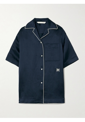 Palm Angels - Embroidered Linen-blend Shirt - Blue - IT38,IT40,IT42,IT44