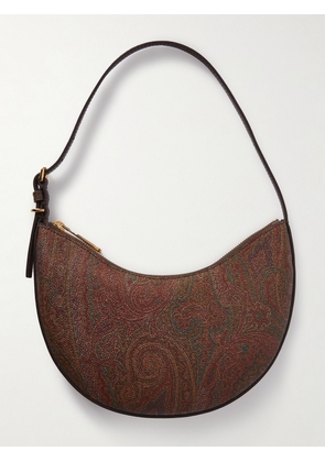 Etro - Leather-trimmed Paisley-print Coated-canvas Shoulder Bag - Brown - One size