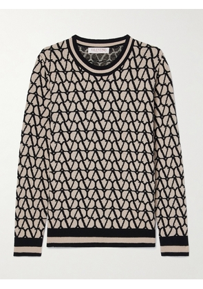 Valentino Garavani - Intarsia-knit Wool Sweater - Brown - xx small,x small,small,medium,large,x large