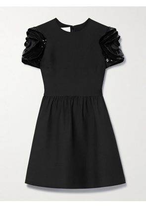 Valentino Garavani - Ruffled Sequin-embellished Crepe Mini Dress - Black - IT36,IT38,IT40,IT42,IT44,IT46