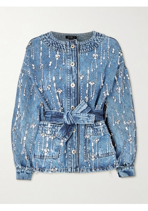 PatBO - Belted Embellished Denim Jacket - Blue - x small,small,medium,large,x large