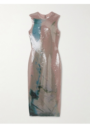 16ARLINGTON - Aveo Printed Sequined Chiffon Midi Dress - Blue - UK 4,UK 6,UK 8,UK 10,UK 12,UK 14,UK 16