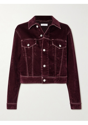Rabanne - Distressed Cotton-blend Velvet Jacket - Red - FR34,FR36,FR38,FR40,FR42,FR44