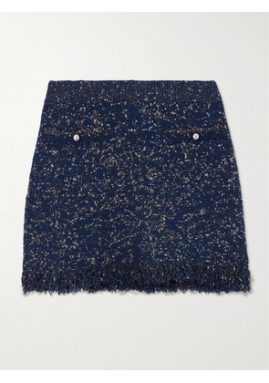 Rabanne - Frayed Metallic Bouclé Mini Skirt - Blue - x small,small,medium,large,x large