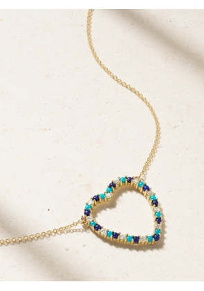 Jennifer Meyer - Open Heart 18-karat Gold Diamond, Turquoise And Lapis Lazuli Necklace - One size