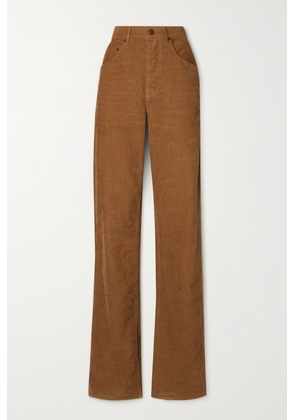 SAINT LAURENT - Cotton-corduroy High-rise Wide-leg Pants - Brown - 25,26,28,30