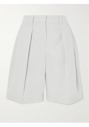 Brunello Cucinelli - Pleated Cotton And Linen-blend Twill Shorts - Off-white - IT38,IT40,IT42,IT44,IT46,IT48,IT50