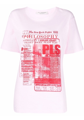 Philosophy Di Lorenzo Serafini newspaper-print T-shirt - Pink