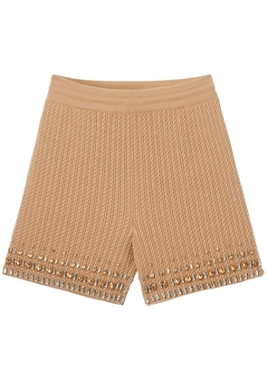 Burberry crystal-embellished cable-knit shorts - Neutrals
