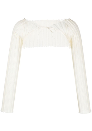A. ROEGE HOVE cropped ribbed knitted top - Neutrals