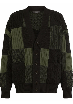 Dolce & Gabbana patchwork knit wool cardigan - Green