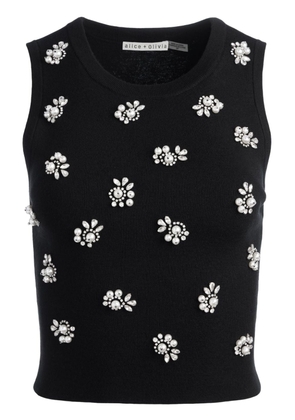 alice + olivia Amity crystal-embellished knitted top - Black
