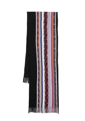 Missoni zigzag knitted wool scarf - Black