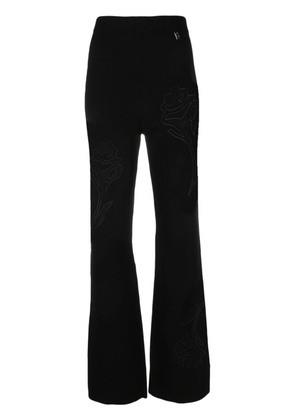 Blugirl tulle-detailed fine-knit flared trousers - Black