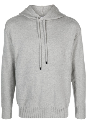 Malo mélange knitted drawstring hoodie - Grey