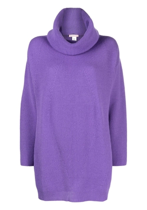 LIU JO detachable-collar ribbed-knit jumper - Purple