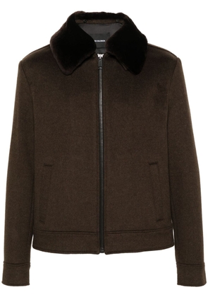 Yves Salomon pointed-flat collar wool-blend jacket - Brown