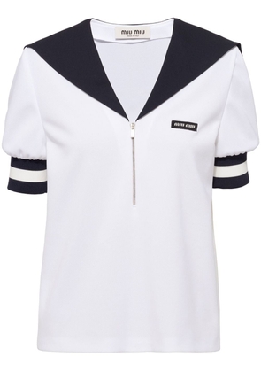 Miu Miu sailor-collar piqué blouse - White