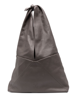 Closed knot-detail leather shoulder bag - Brown