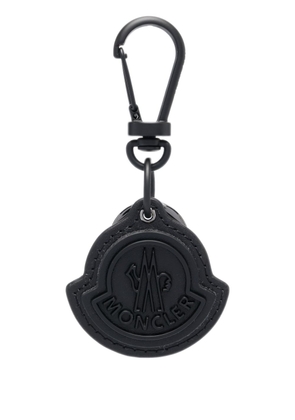 Moncler logo-patch leather keyring - Black