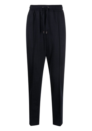 Isaia drawstring pinstriped trousers - Blue