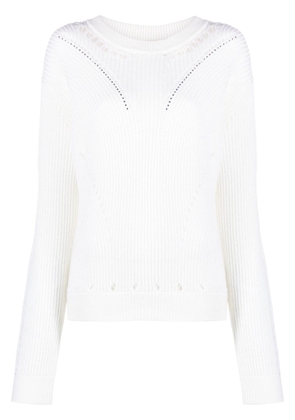 Genny crystal-embellished merino-wool jumper - White