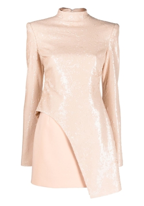 Genny sequin-embellished layered minidress - Neutrals