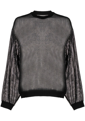 Stüssy mesh-panel long-sleeve jumper - Black
