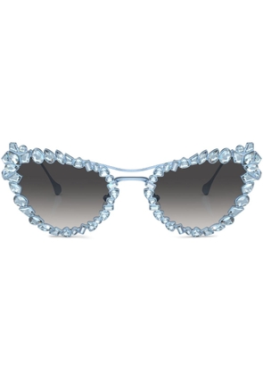 Swarovski crystal-embellished clip-on frame sunglasses - Blue