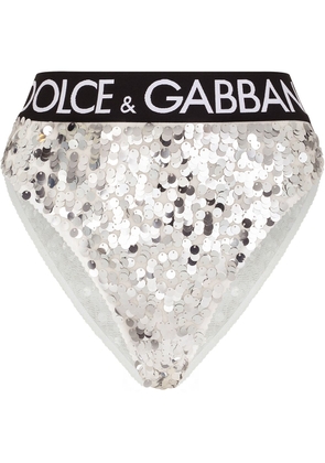 Dolce & Gabbana sequin-detail logo-tape briefs - Grey