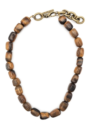 DRIES VAN NOTEN tiger-eye beaded necklace - Brown