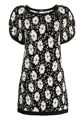 CHANEL Pre-Owned floral-print knitted minidress - Black