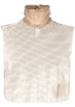 Genny crystal-embellished mesh top - Neutrals